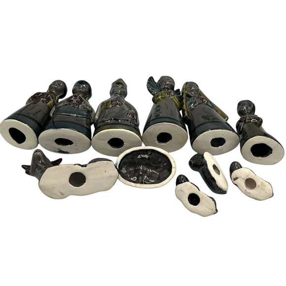 Vtg 11 Pc Artisan Painted Mexican Folk Art Clay Pottery Christmas Nativity Set - Picture 5 of 16